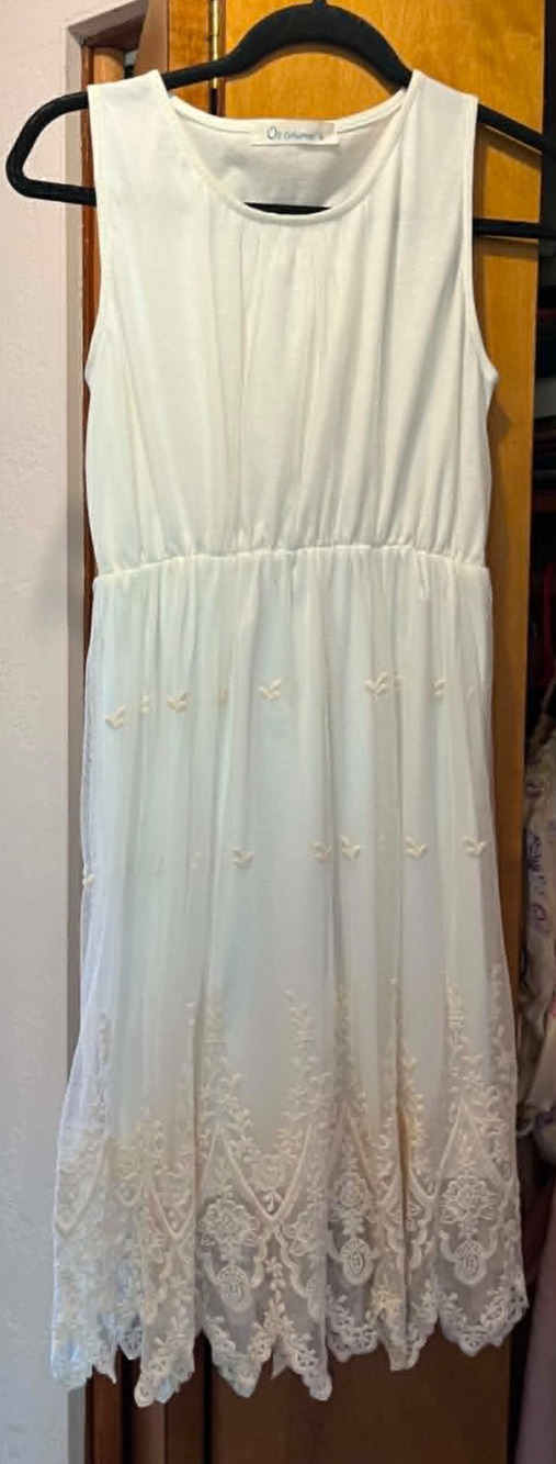 O2 Collection Ivory with Lace Tank Style Dress Size M Wedding Festival Fairy